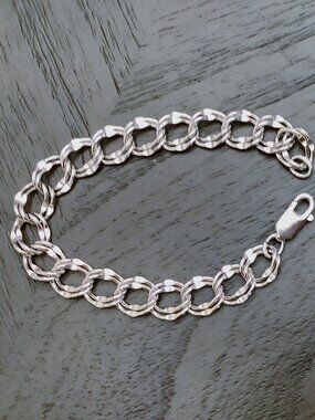 PROCHAIN 925 Sterling Silver 9mm Chunky Double Link Chain Bracelet
